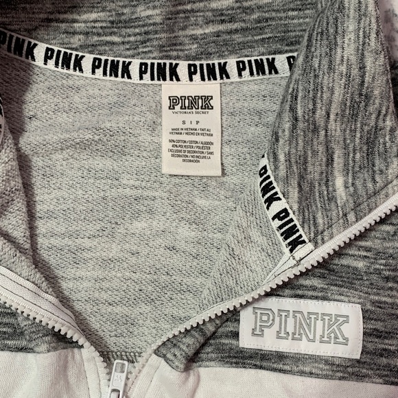PINK Victoria's Secret Zip-Up Sweater in Gray and White - Picture 4 of 10